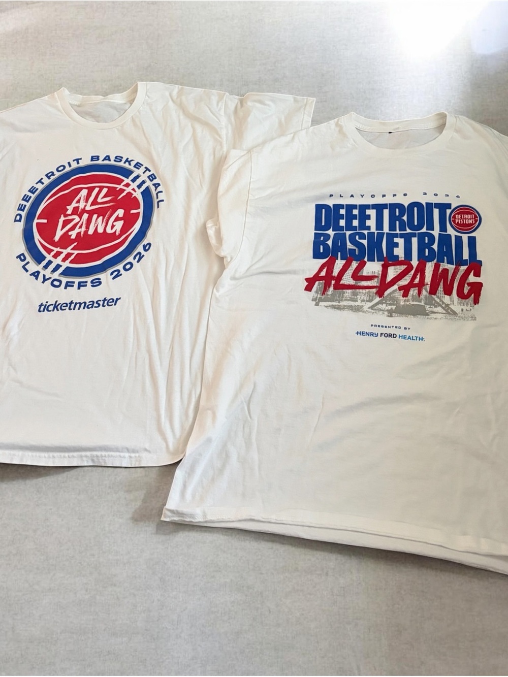 Detroit Basketball All Dawg Playoffs Tee - White with Blue & Red